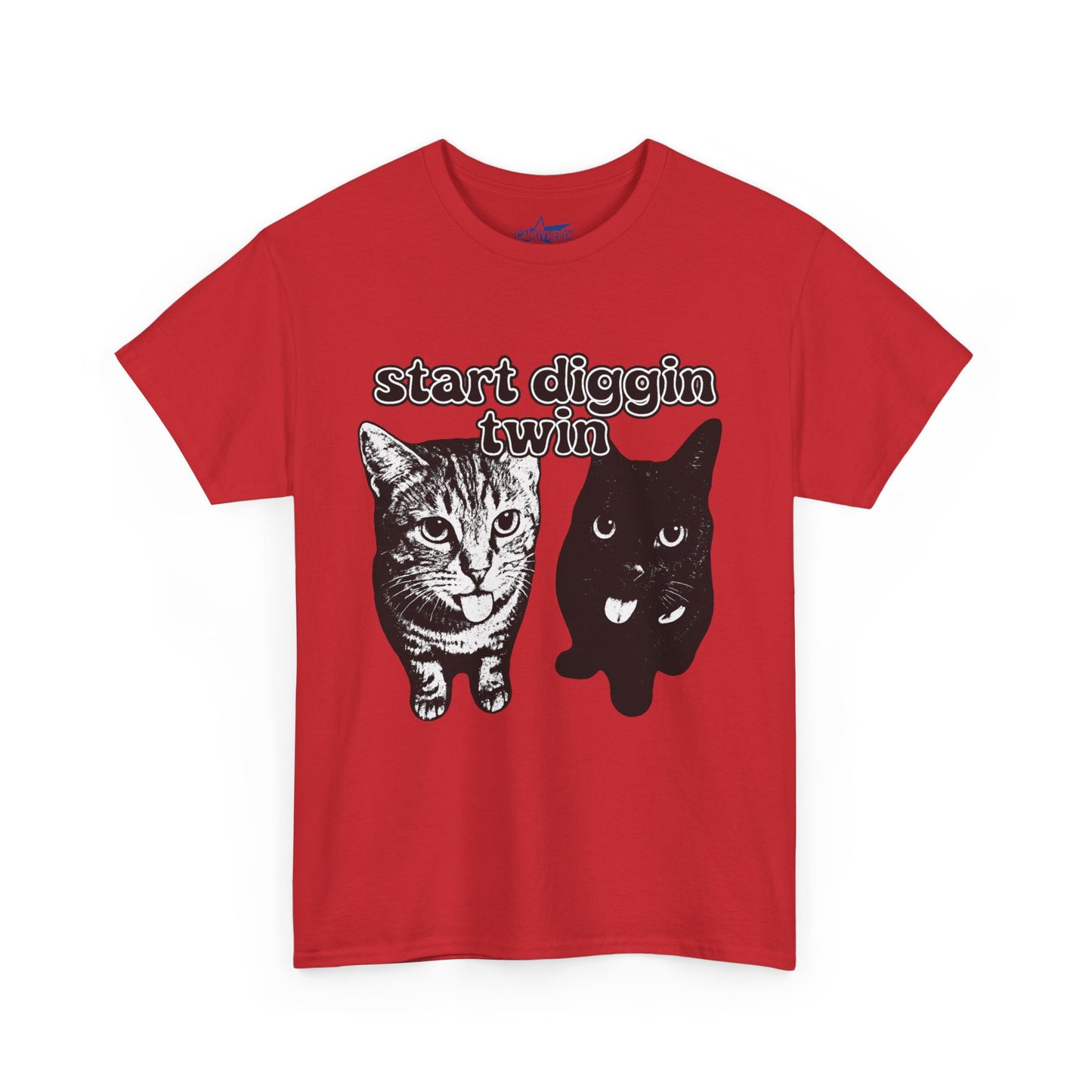 Cat Lover's Heavy Cotton Tee - "Start Diggin' Twin" Cute Meme Shirt, Gift for Cat Owners, Gift for Teens, Genz Gift, Brainrot, Animal Lover's Apparel, Funny T-Shirt