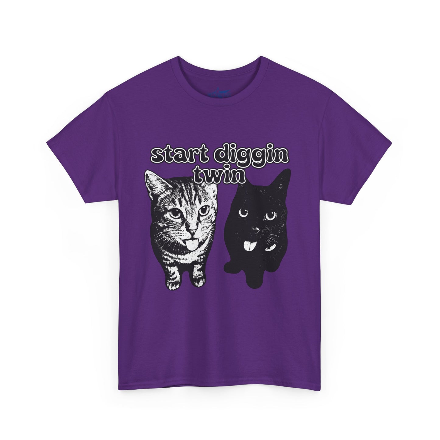 Cat Lover's Heavy Cotton Tee - "Start Diggin' Twin" Cute Meme Shirt, Gift for Cat Owners, Gift for Teens, Genz Gift, Brainrot, Animal Lover's Apparel, Funny T-Shirt