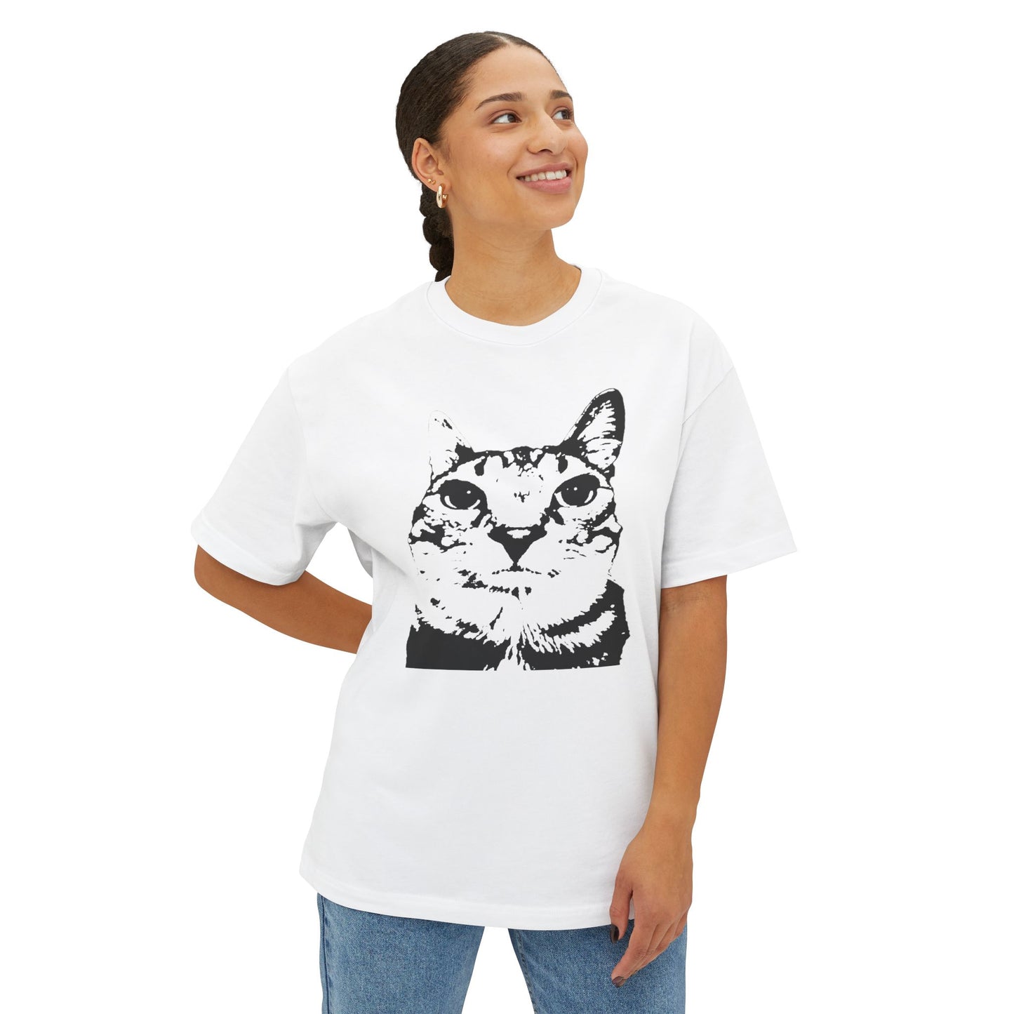 Cat Lover Unisex Oversized Boxy Tee, Cute Cat Graphic Shirt, Funny Cat Apparel, Gifts for Cat Owners, Casual Wear, Meme Funny Teen Brainrot