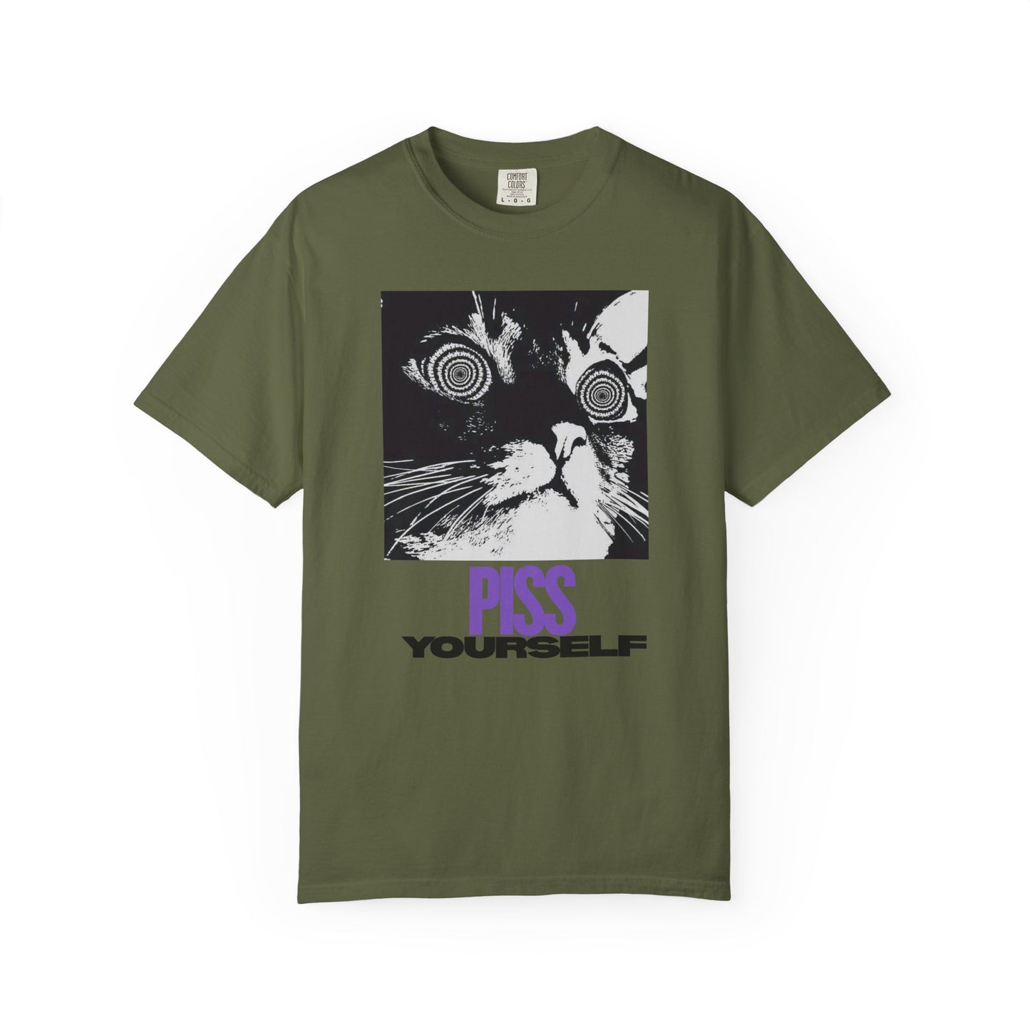 Funny Cat T-Shirt, Unisex Tee, Quirky Gift for Cat Lovers, Humorous Apparel for Friends, Perfect for Birthdays and Everyday Wear, Meme Cat, Piss Yourself, PG-13