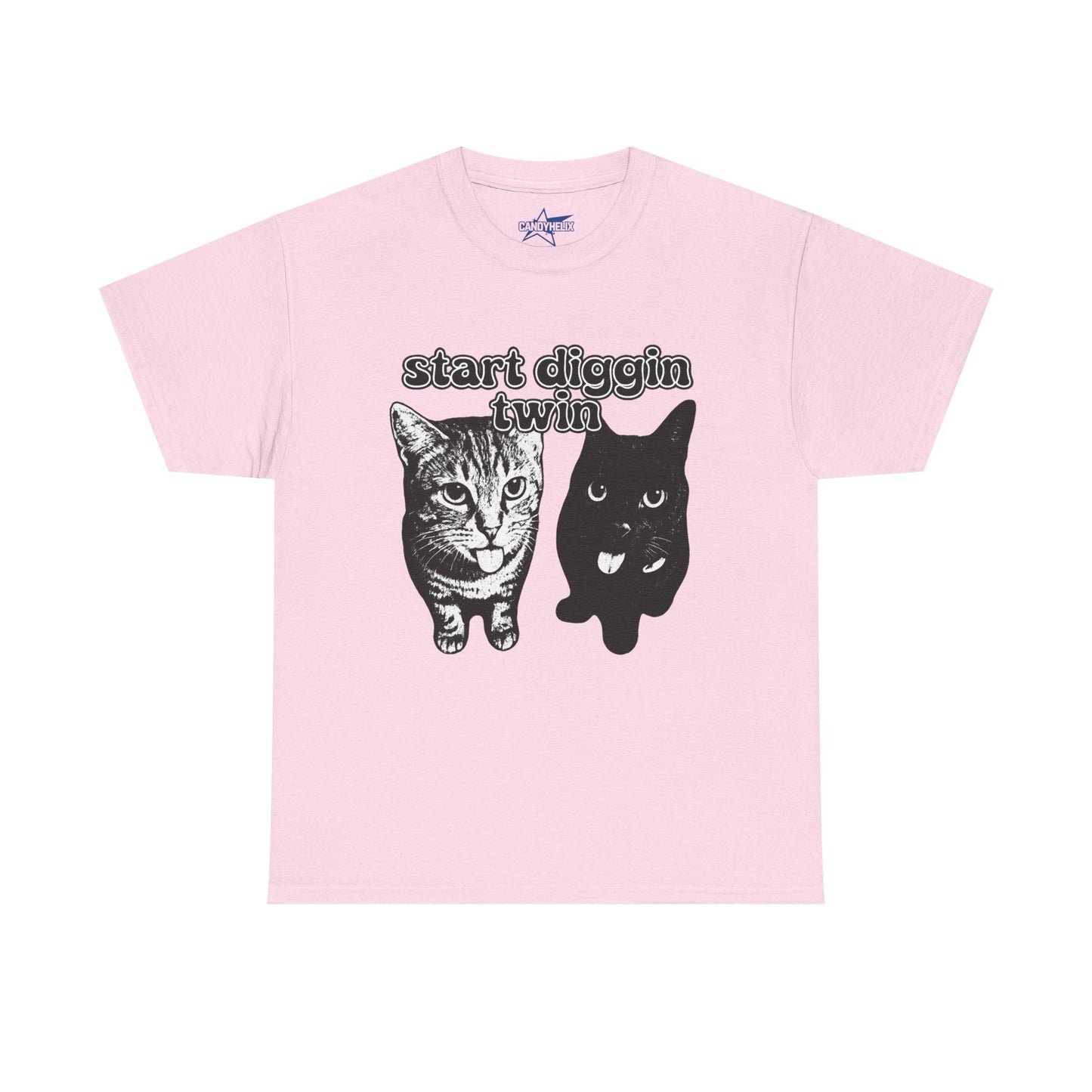 Cat Lover's Heavy Cotton Tee - "Start Diggin' Twin" Cute Meme Shirt, Gift for Cat Owners, Gift for Teens, Genz Gift, Brainrot, Animal Lover's Apparel, Funny T-Shirt