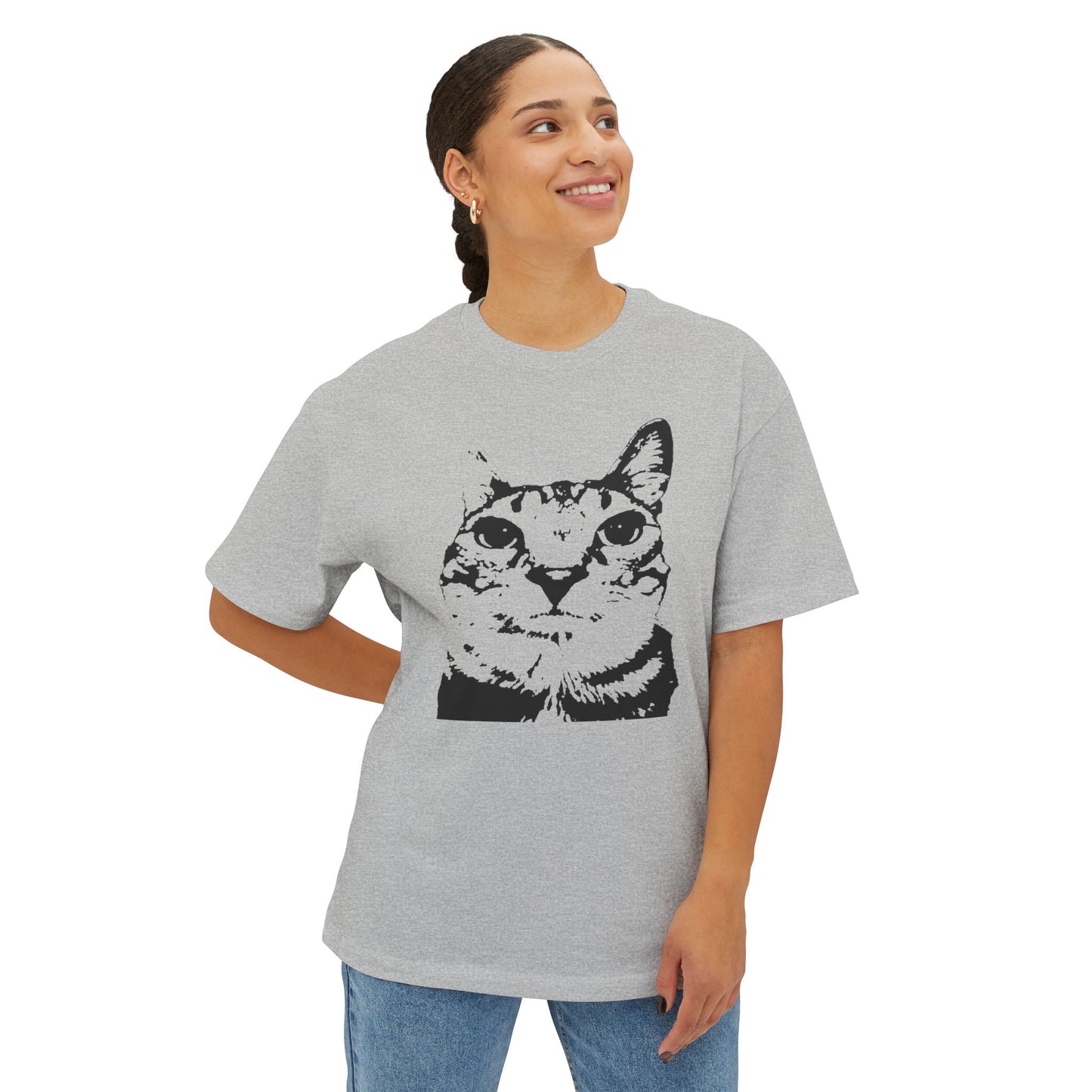 Cat Lover Unisex Oversized Boxy Tee, Cute Cat Graphic Shirt, Funny Cat Apparel, Gifts for Cat Owners, Casual Wear, Meme Funny Teen Brainrot