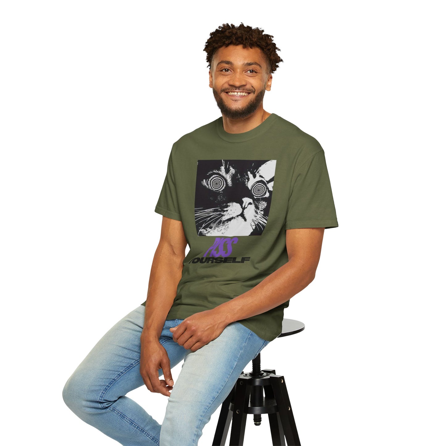 Funny Cat T-Shirt, Unisex Tee, Quirky Gift for Cat Lovers, Humorous Apparel for Friends, Perfect for Birthdays and Everyday Wear, Meme Cat, Piss Yourself, PG-13