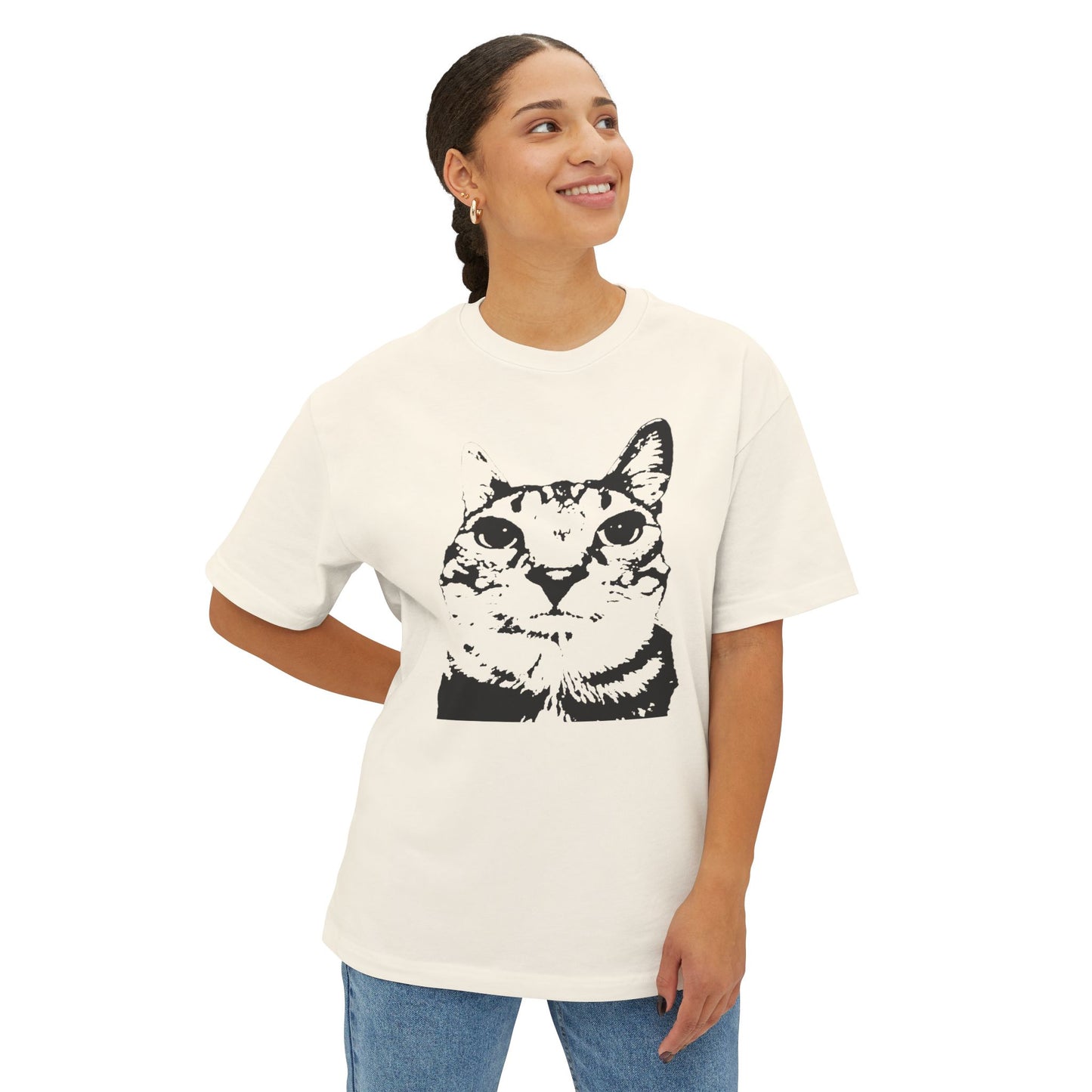 Cat Lover Unisex Oversized Boxy Tee, Cute Cat Graphic Shirt, Funny Cat Apparel, Gifts for Cat Owners, Casual Wear, Meme Funny Teen Brainrot
