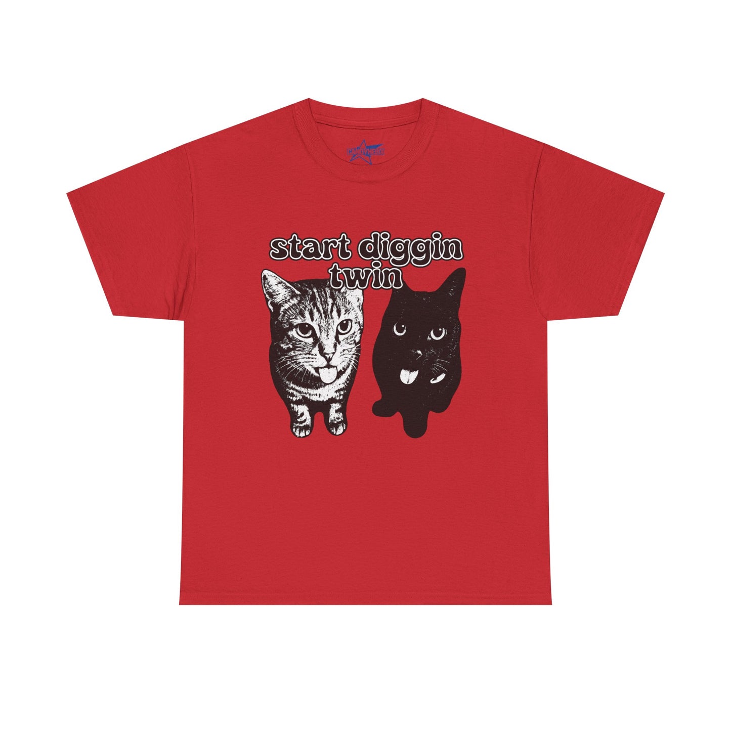 Cat Lover's Heavy Cotton Tee - "Start Diggin' Twin" Cute Meme Shirt, Gift for Cat Owners, Gift for Teens, Genz Gift, Brainrot, Animal Lover's Apparel, Funny T-Shirt