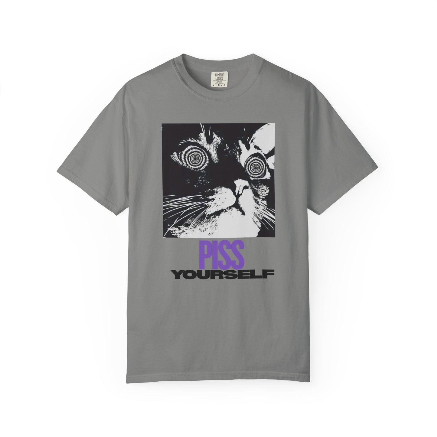 Funny Cat T-Shirt, Unisex Tee, Quirky Gift for Cat Lovers, Humorous Apparel for Friends, Perfect for Birthdays and Everyday Wear, Meme Cat, Piss Yourself, PG-13