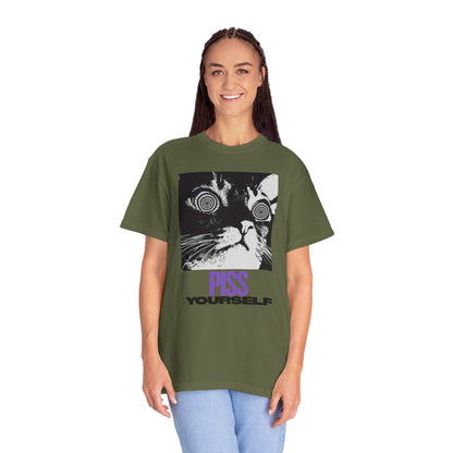 Funny Cat T-Shirt, Unisex Tee, Quirky Gift for Cat Lovers, Humorous Apparel for Friends, Perfect for Birthdays and Everyday Wear, Meme Cat, Piss Yourself, PG-13